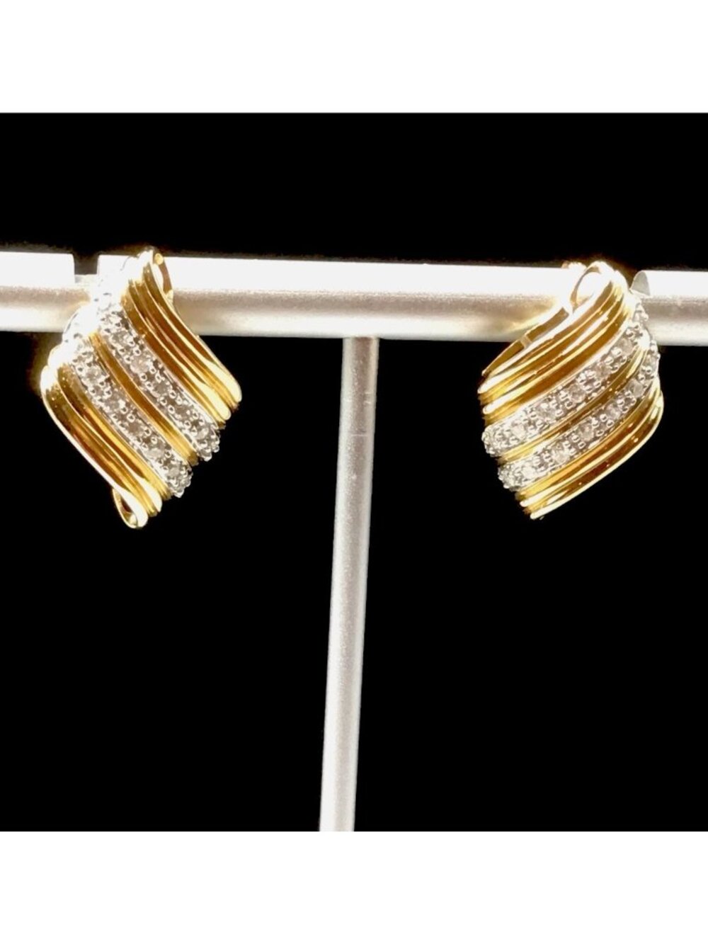 14 K Yellow Gold Diamond Earrings 5.2 Grams 5/8”